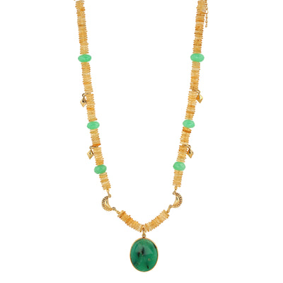 Bolga necklace with citrine and chrysoprase
