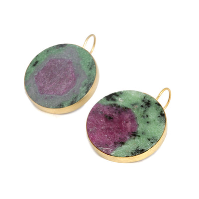 Alize Big round danglers in Ruby Zoisite
