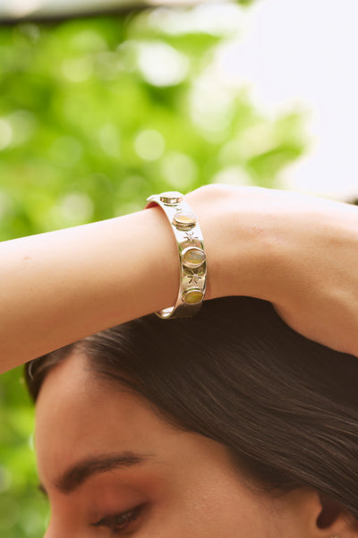 mini sun, tourmaline stone, bangle, minimal jewellery