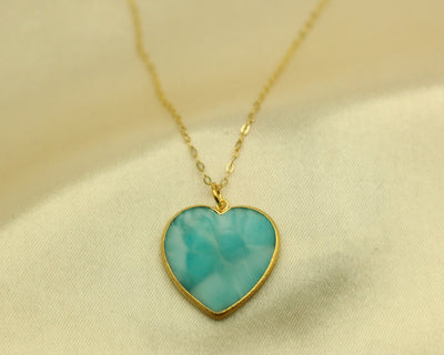 Aime heart necklace hand carved stone