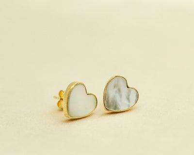 Nora heart hand carved studs