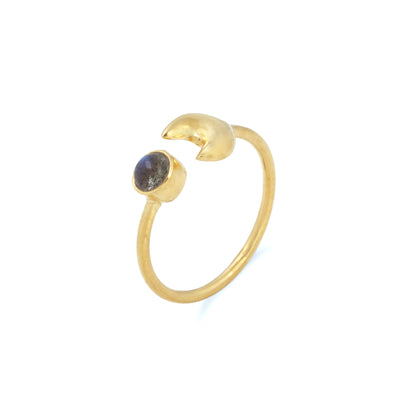 Chaand handcrafted ring, gold plated, silver 