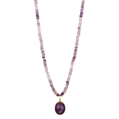 Ganesh necklace with amethyst beads and pendant