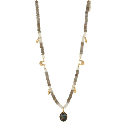 Ho necklace in moonstone and labradorite