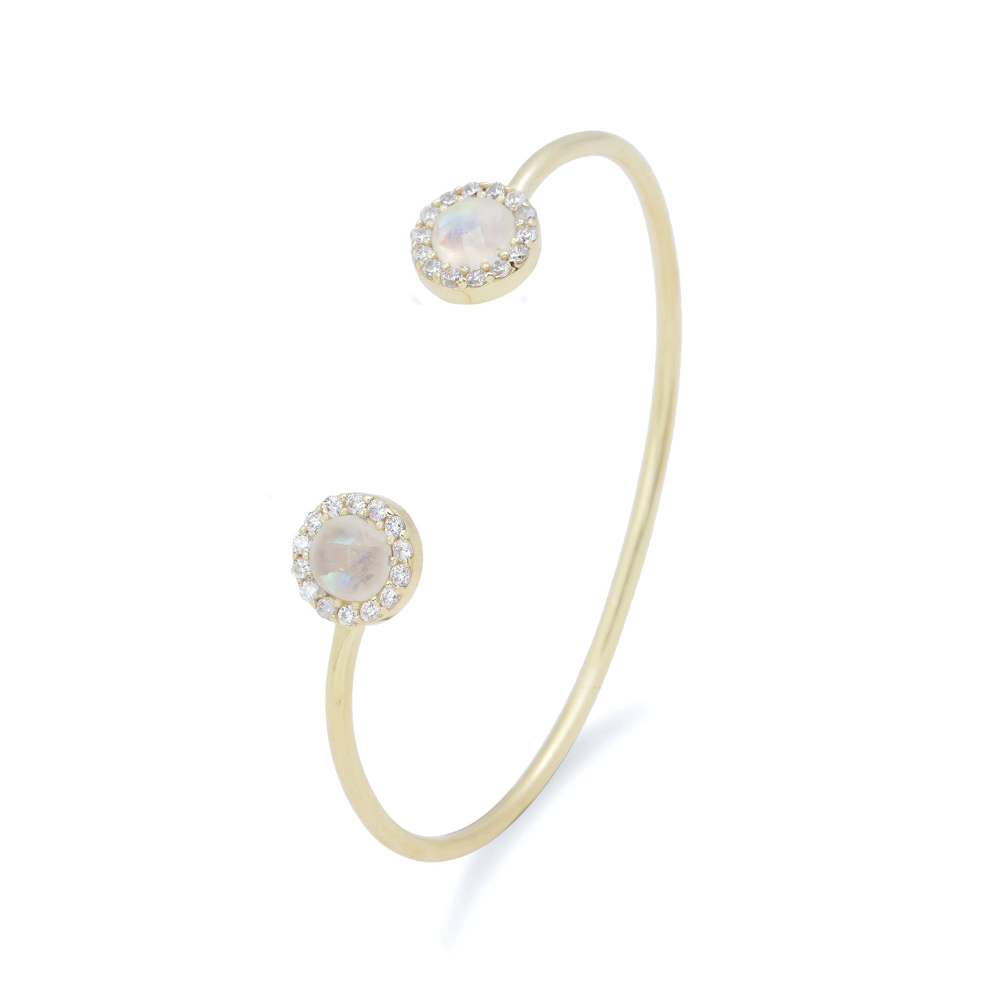 Nil open bangle with moonstone and white zircon