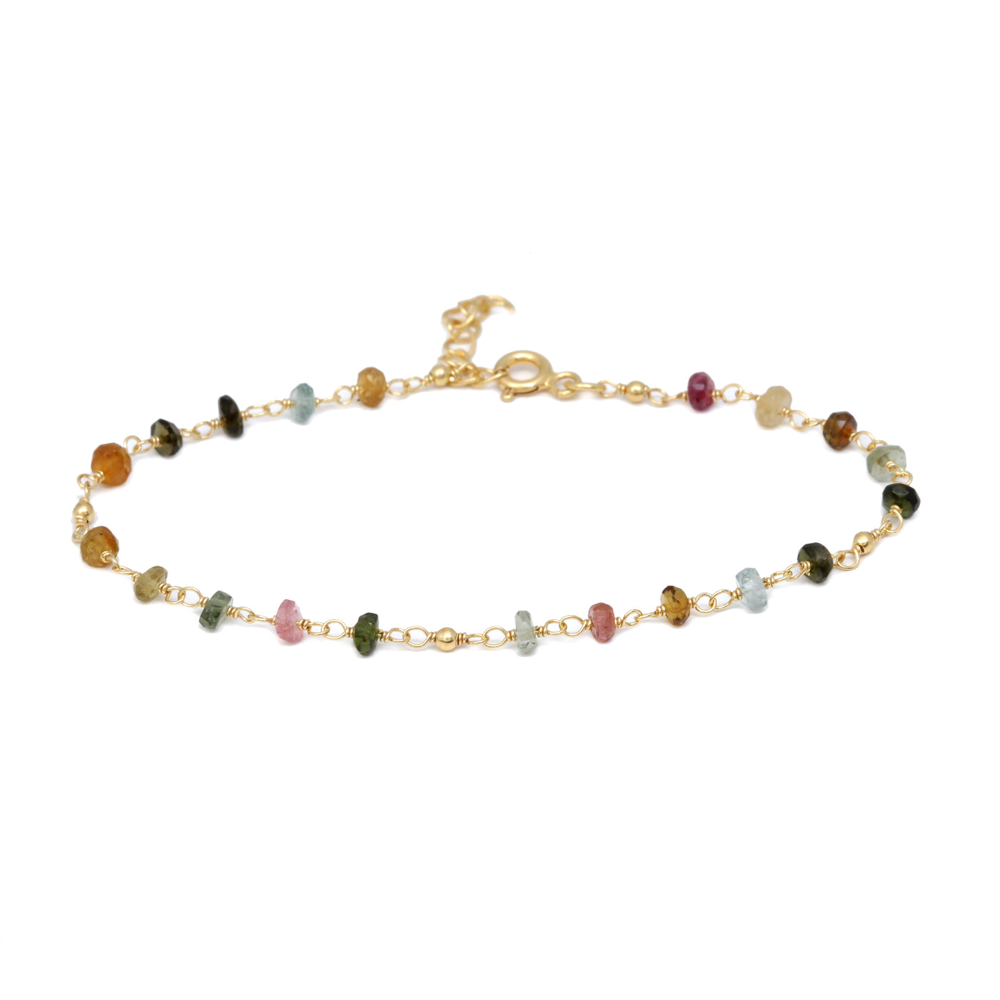 Mira handcrafted bracelet, gold plated, silver, semi precious stone