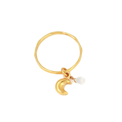 Luna ring, gold plated, silver 