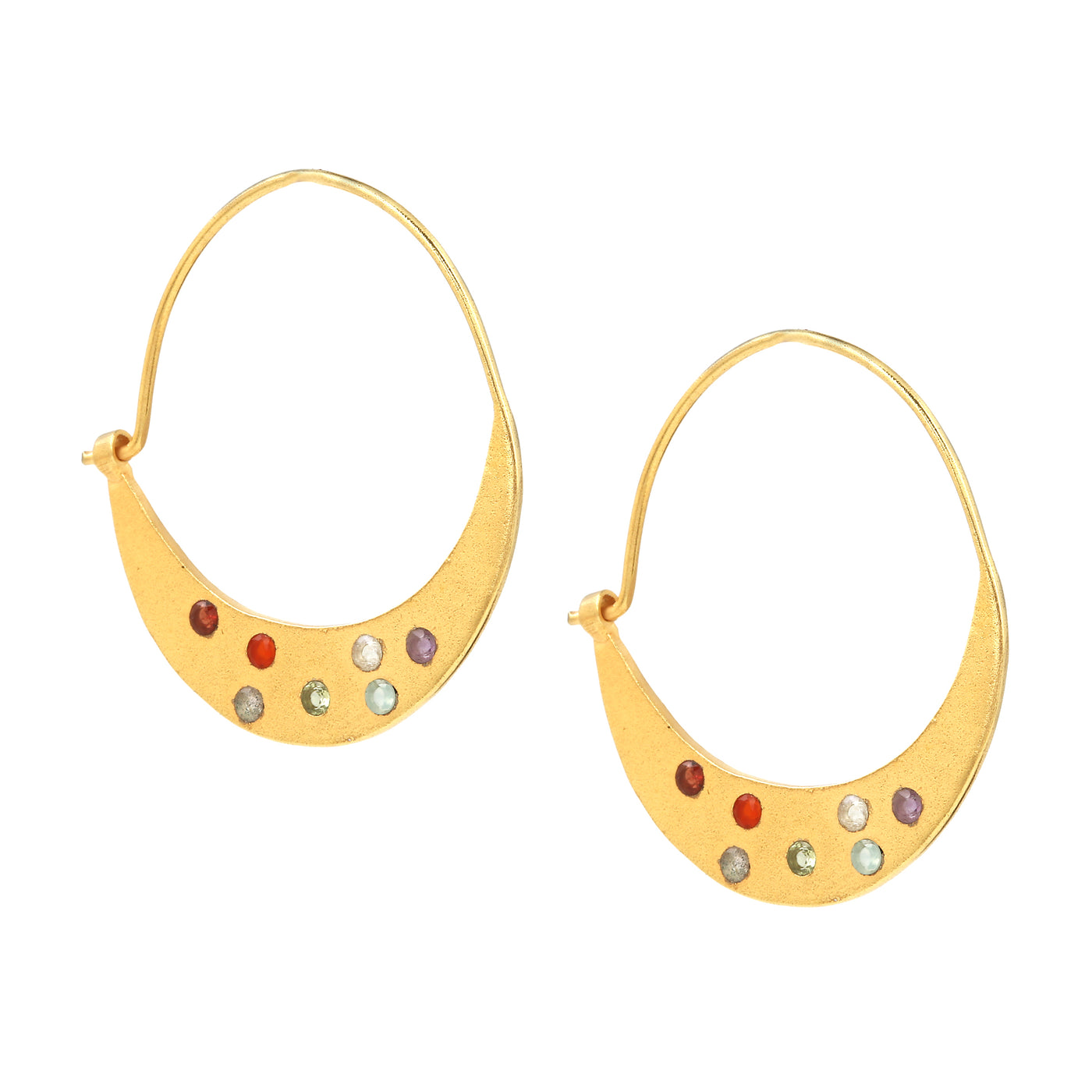 Omi handcrafted earrings, gold plated, silver, minimal jewellery, semi precious stone