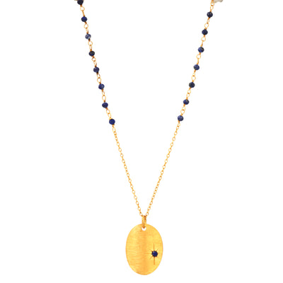 Sitara long handcrafted necklace, gold plated, silver, minimal jewellery, semi precious stone