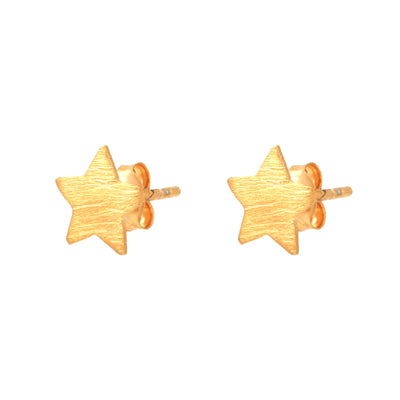 Tara handcrafted star studs, gold plated, silver, minimal jewellery