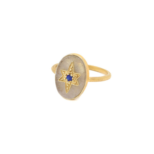 Oval Stone and Star Elena Ring 