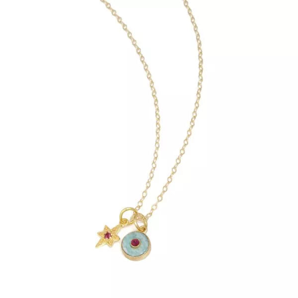 Round stone and star lucia necklace