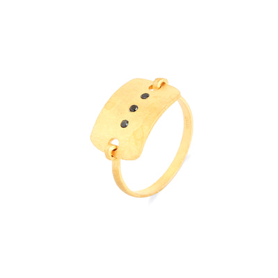 Orion handcrafted ring, gold plated, silver, minimal jewellery, semi precious stone